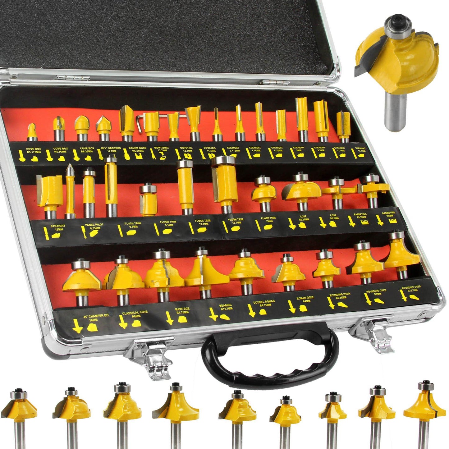 Set Freze Lemn cu rulment 35 piese Lama din otel tungsten - Bjc tools