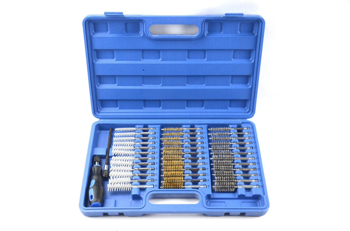 Set perii curatare canal injectoare sarma nylon si otel 38 piese, set perii pentru bormasina - Bjc tools