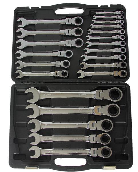 Trusa chei combinate cu clichet articulate 22 piese 6 - 32 mm profesional chrome vanadium cu 72 dinti