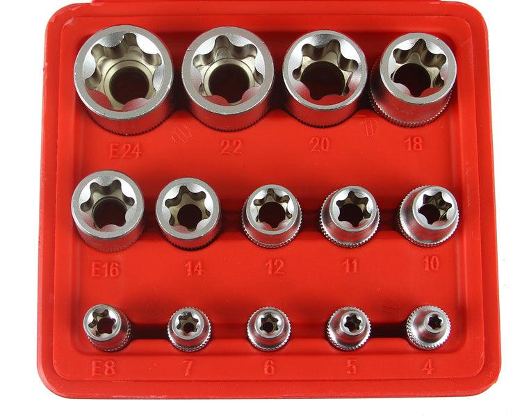Set chei tubulare E Torx 1/2 3/8 si 1/4 chrome vanadium 14 piese - Bjc tools