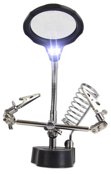 Suport ciocan de lipit cu Lupa Lampa Led si clesti - Bjc tools