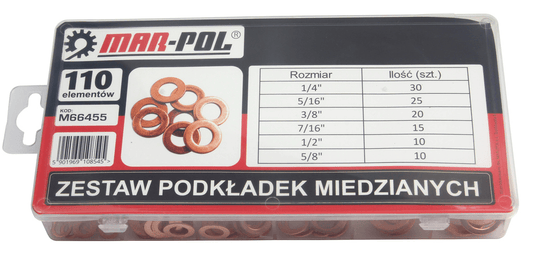 Set de șaibe din cupru – 110 piese