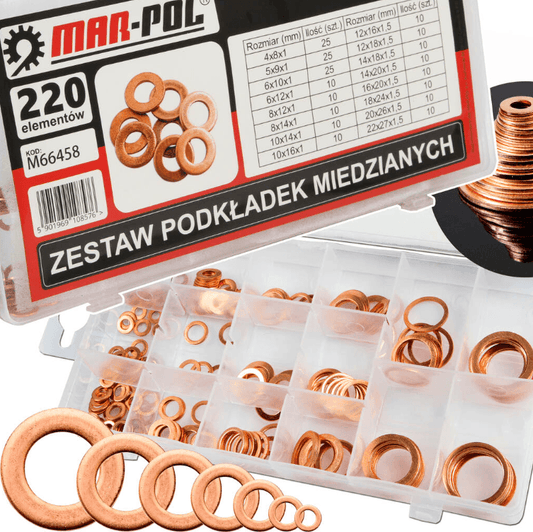 Set de șaibe din cupru – 220 piese
