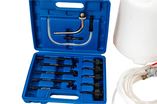 Pompa pentru schimbat ulei cutii viteze, pompa umplere si golire ulei cutii de viteze cu vacuum si presiune cu set de 13 adaptoare