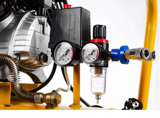 Compresor aer comprimat profesional 50 litri 2 cilindri 440 L/min cu filtru si regulator presiune