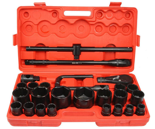 Trusa tubulare pentru camion 26 piese 21-65 mm 3/4 si 1 tol stelate si hexagonale