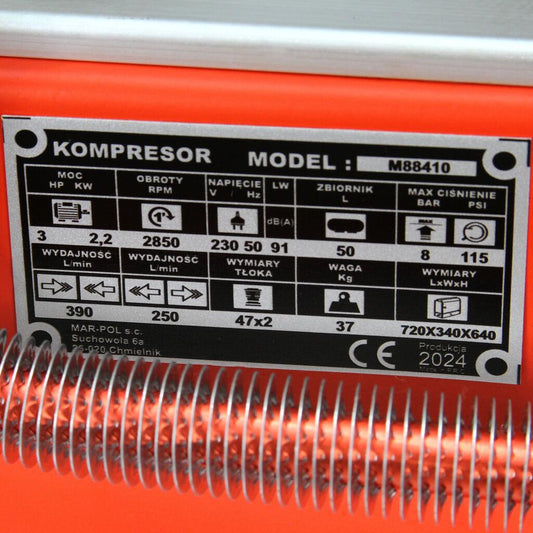 Compresor aer comprimat profesional, 50 litri, 2 pistoane, 390L/min 3HP