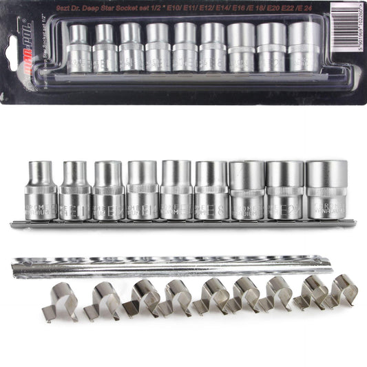 Set chei tubulare Profil E, E10-E24 1/2" 9 piese