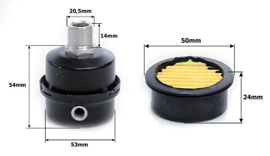 Filtru de aer pentru compresor de aer 24 50 100 150 200 300 litri cu filet 1/2 si filtru de hartie - Bjc tools