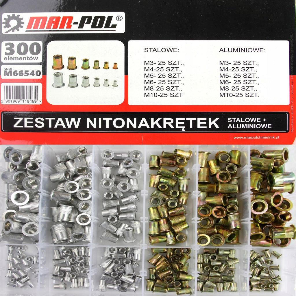 Set piulite nituibile 300 piese otel si aluminiu - Bjc tools