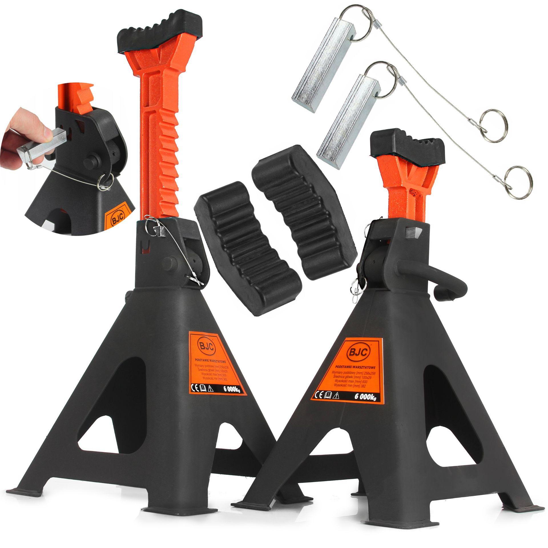 Set 2 suporți suspendare auto cu blocare dubla si tampon cauciuc 6 tone tip capre auto 6 tone - Bjc tools