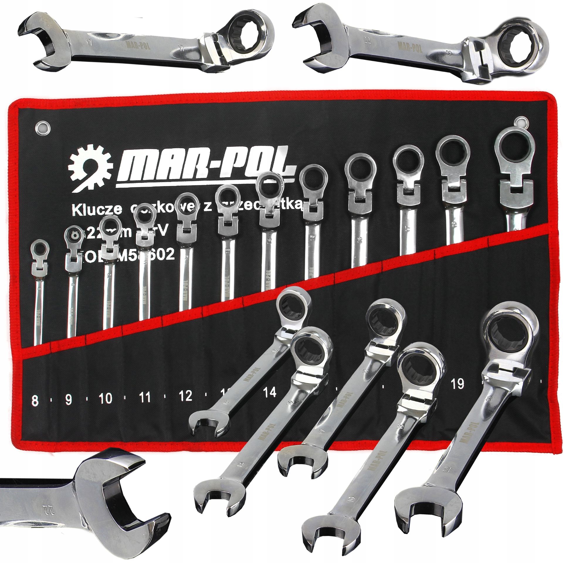 Set chei profesionale combinate cu clichet articulate 8-22mm 12 elemente - Bjc tools Imagine principală a produsului