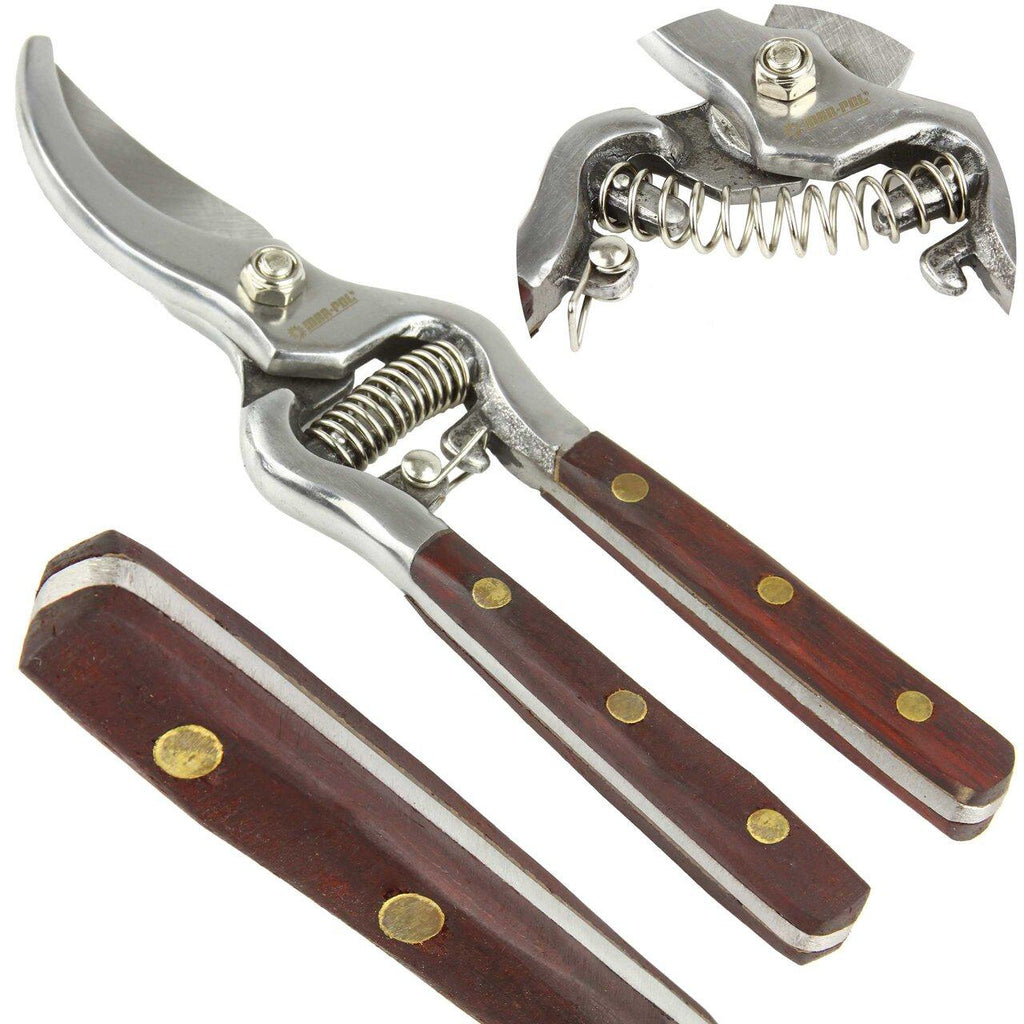 Foarfeca pentru vie,foarfeca vie cu arc si maner lemn 200mm - Bjc tools