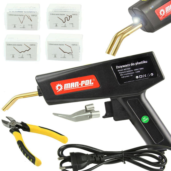Pistol cu capse pentru lipit elemente plastic,Pistol pentru sudat plastic cu 400 capse,120W - Bjc tools