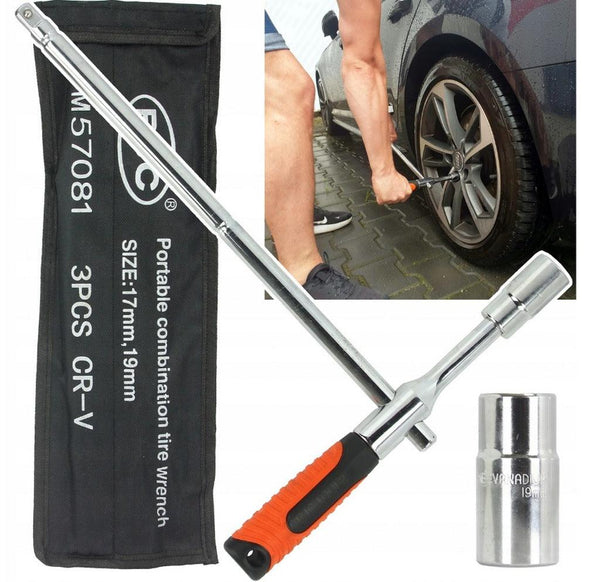 Cheie de roti profesionala cu tubulare incluse 17 si 19 mm - Bjc tools