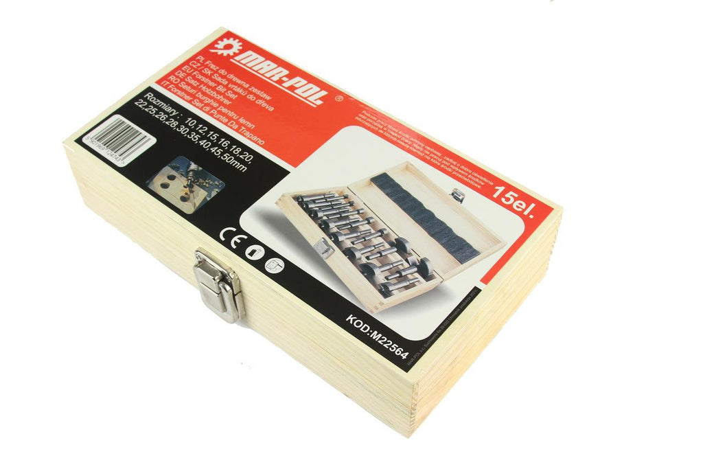 Set burghiu freze gaurit lemn 15 piese 10-50mm - Bjc tools