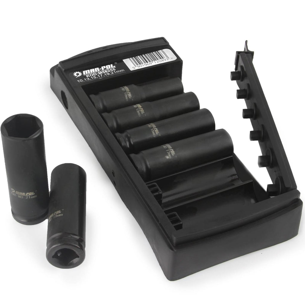 Set chei tubulare lungi impact 1/2" 6piese 10-21mm cu organizator - Bjc tools