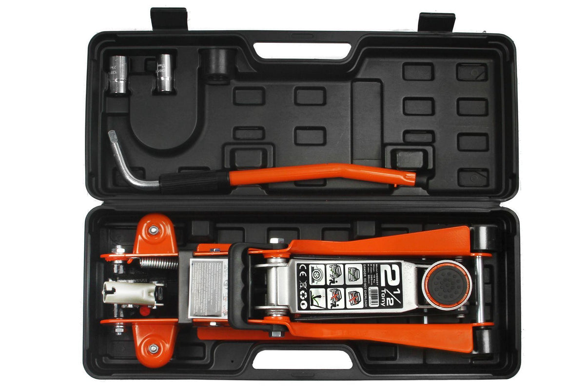 Cric hidraulic profesional crocodil 2.5 tone profil scazut cheie roti si valiza - Bjc tools