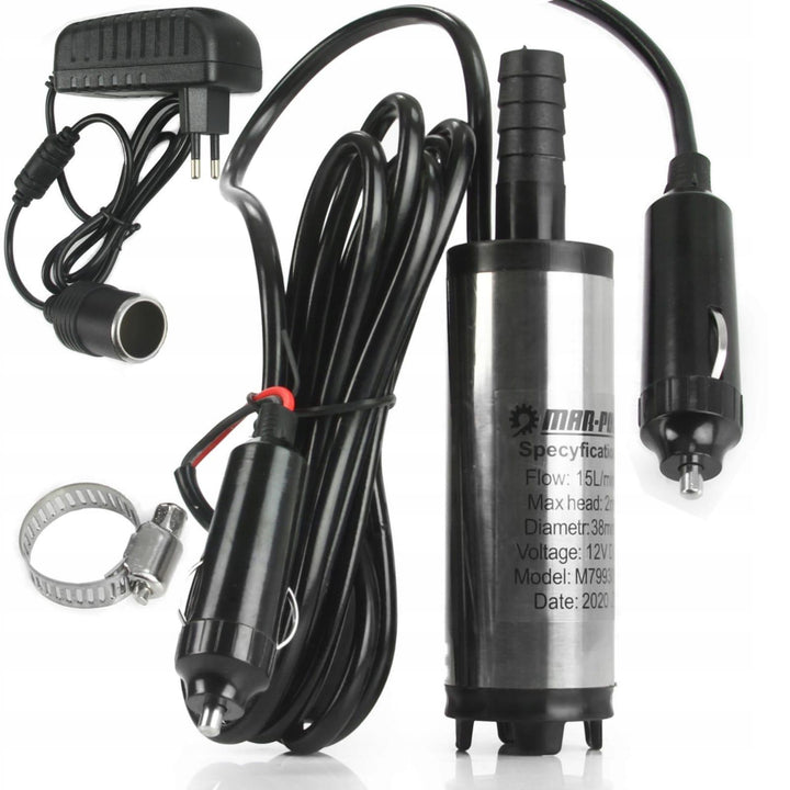 Pompa submersibila transfer ulei si motorina 12v si 220v 38mm din inox - Bjc tools