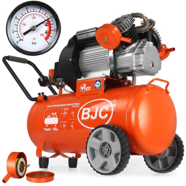 Compresor aer comprimat profesional, 50 litri, 2 pistoane, 10 bari, 395L/min 3HP (Produs resigilat) - Bjc tools