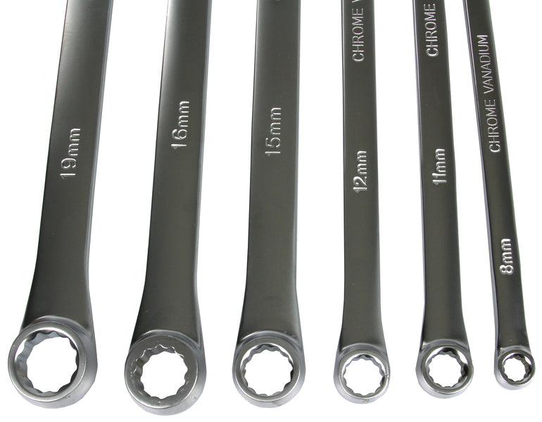 Set chei inelare drepte extra lungi 8 - 21 mm 6 piese profesionale CR-V - Bjc tools