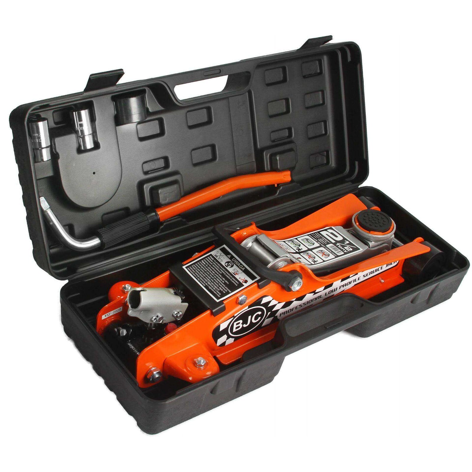 Cric hidraulic profesional crocodil 2.5 tone profil scazut cheie roti si valiza - Bjc tools