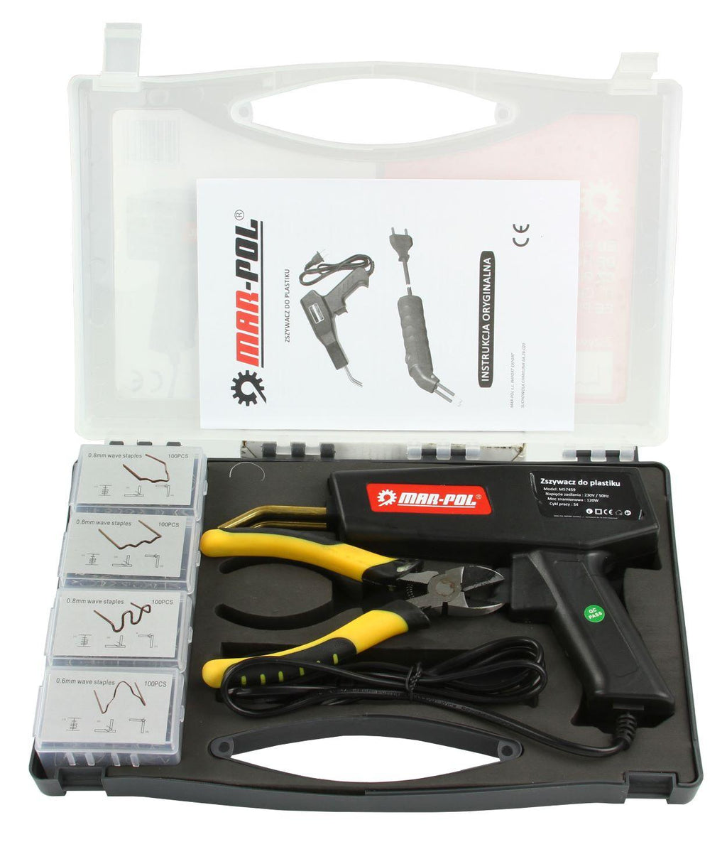 Pistol cu capse pentru lipit elemente plastic,Pistol pentru sudat plastic cu 400 capse,120W - Bjc tools