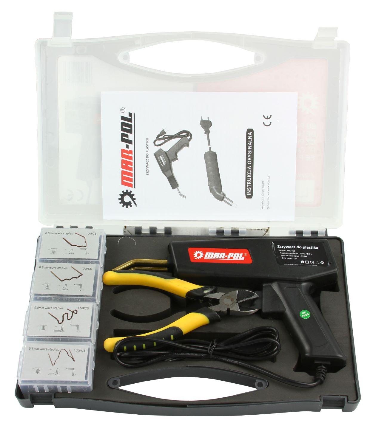 Pistol cu capse pentru lipit elemente plastic,Pistol pentru sudat plastic cu 400 capse,120W - Bjc tools