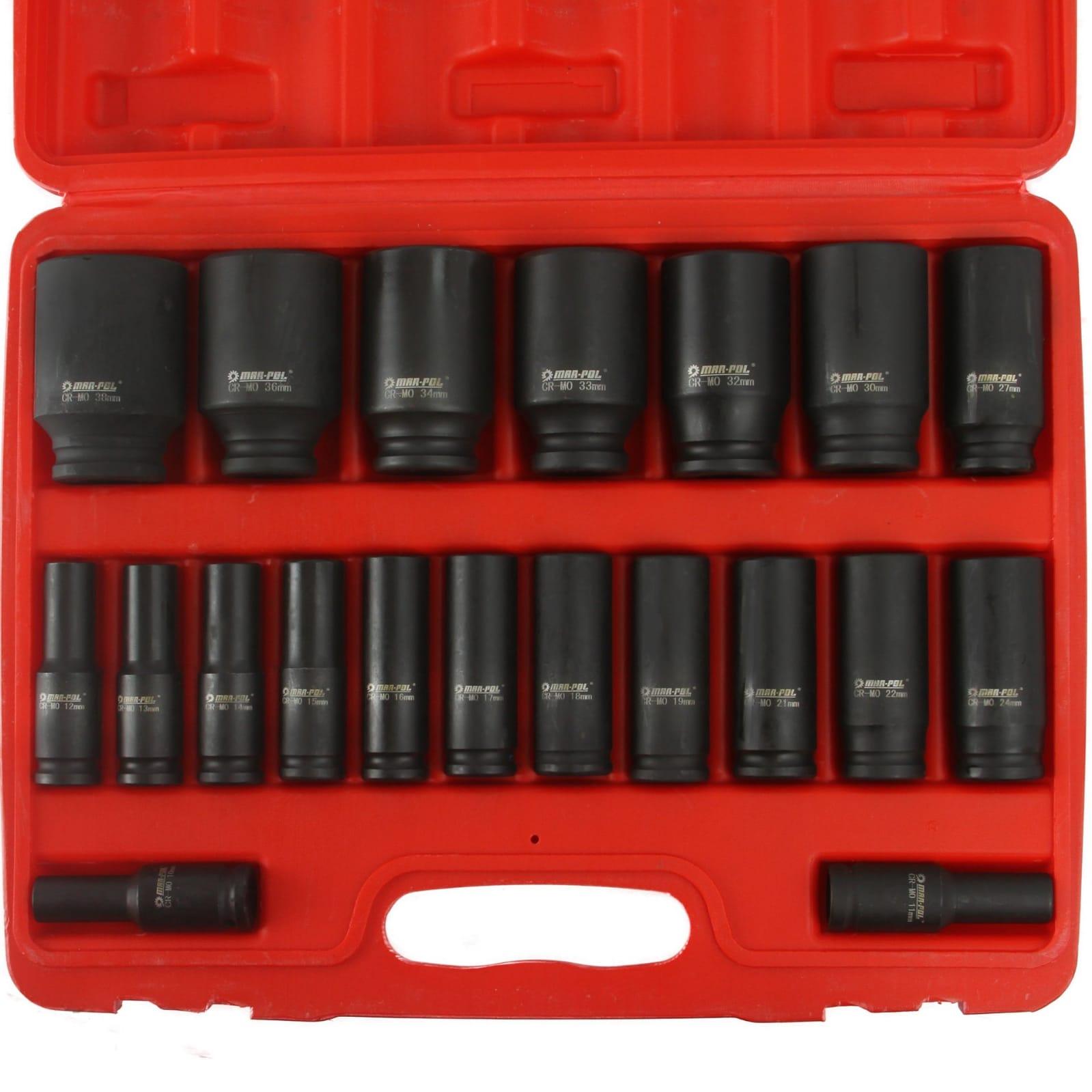 Trusa chei tubulare de impact 20 piese 1/2" 10-38mm Imagine secundară a produsului