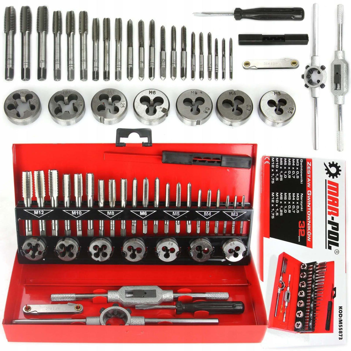 Trusa filiera cu tarozi M3 - M12 32piese - Bjc tools