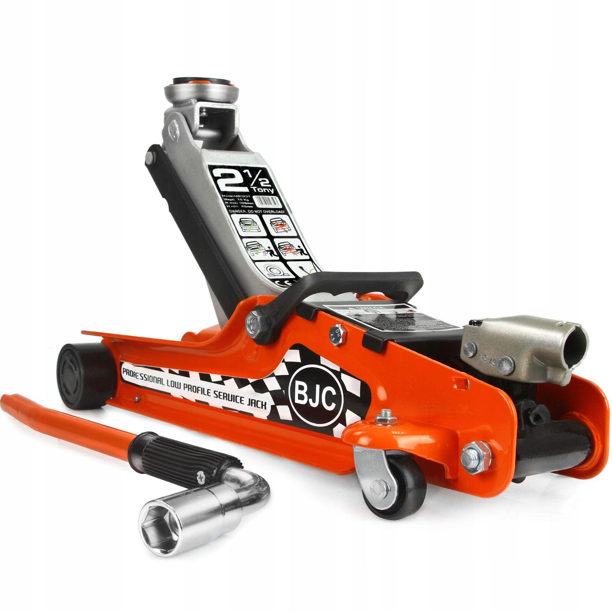 Cric hidraulic profesional crocodil 2.5 tone profil scazut cheie roti si valiza - Bjc tools