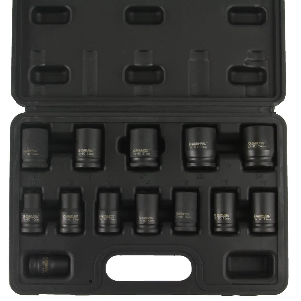 Trusa chei tubulare impact 1/2" scurte 10-24mm 13 piese - Bjc tools