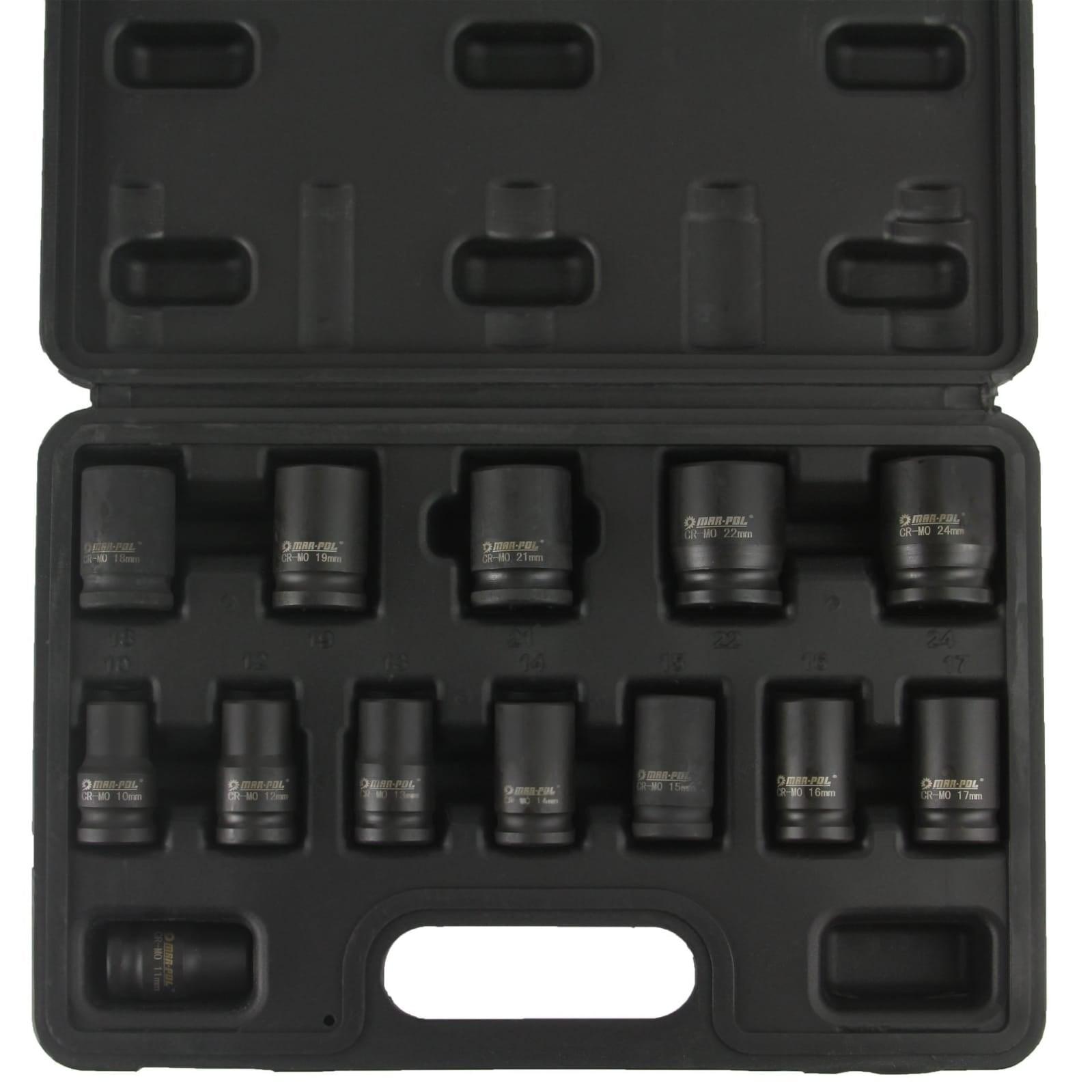 Trusa chei tubulare impact 1/2" scurte 10-24mm 13 piese - Bjc tools