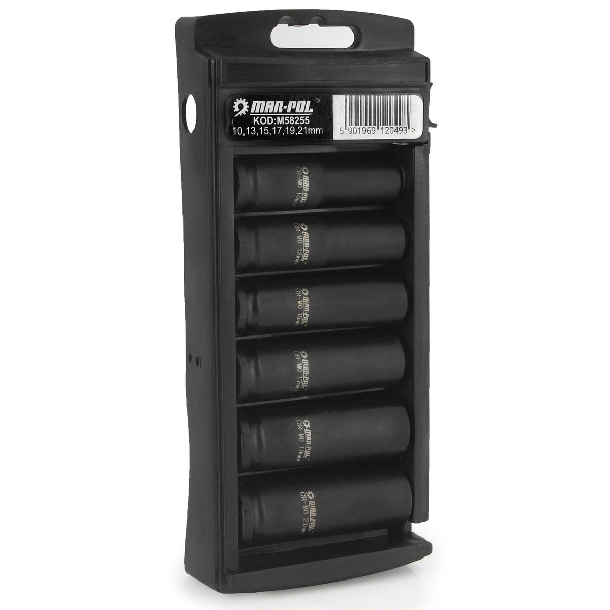 Set chei tubulare lungi impact 1/2" 6piese 10-21mm cu organizator - Bjc tools