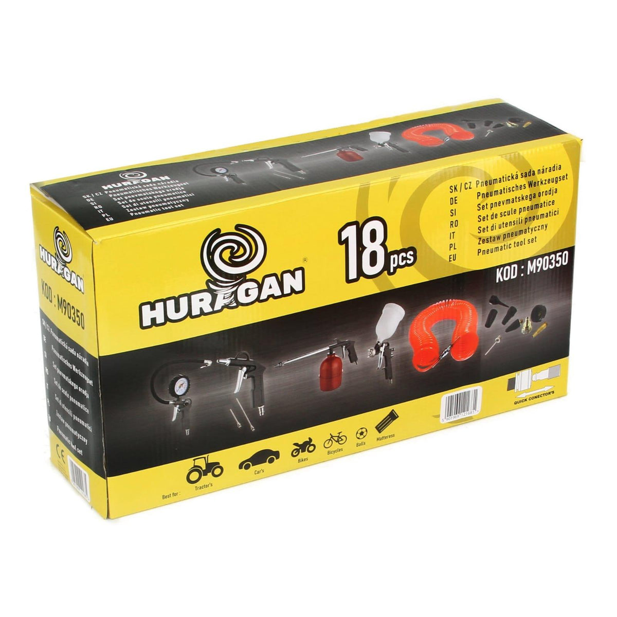 Set unelte pneumatice 18 piese. Pistol de vopsit, suflat aer, spălat, manometru, furtun si accesorii - Bjc tools