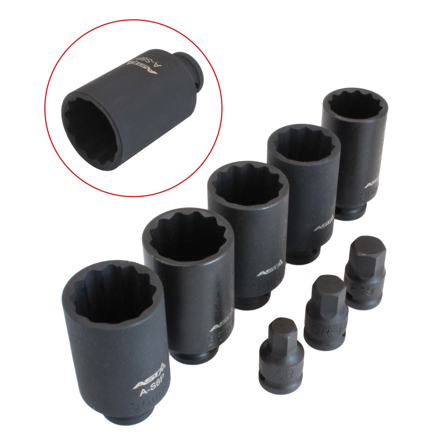 Set capete tubulare A-S8P 1/2” pentru arborele de transmisie (butuc) - Bjc tools