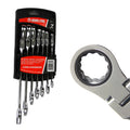CHEI FIXE ȘI INELARE CU CLICHET ARTICULATE 8-19mm 7 piese, Set chei combinate cu clichet
