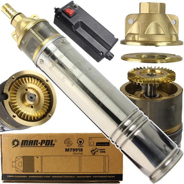Pompa de apa submersibila 1" 90mm 60m 50L/min corp inox motor cupru - Bjc tools