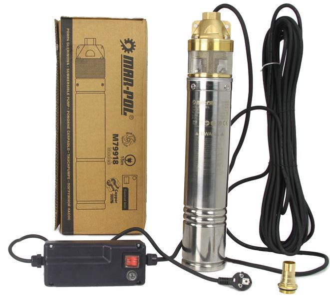 Pompa de apa submersibila 1" 90mm 60m 50L/min corp inox motor cupru - Bjc tools