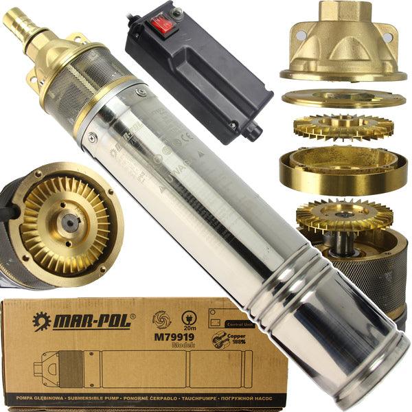 Pompa de apa submersibila de adâncime 1" 90m 50L/min 96mm corp inox motor cupru - Bjc tools