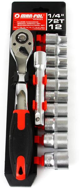Set cheie clichet 1/2 72 dinti profi si chei tubulare 12 piese - Bjc tools