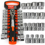 Set chei clichet si tubulare 1/2 profesional clichet 72 dinti 6 - 32 mm - Bjc tools
