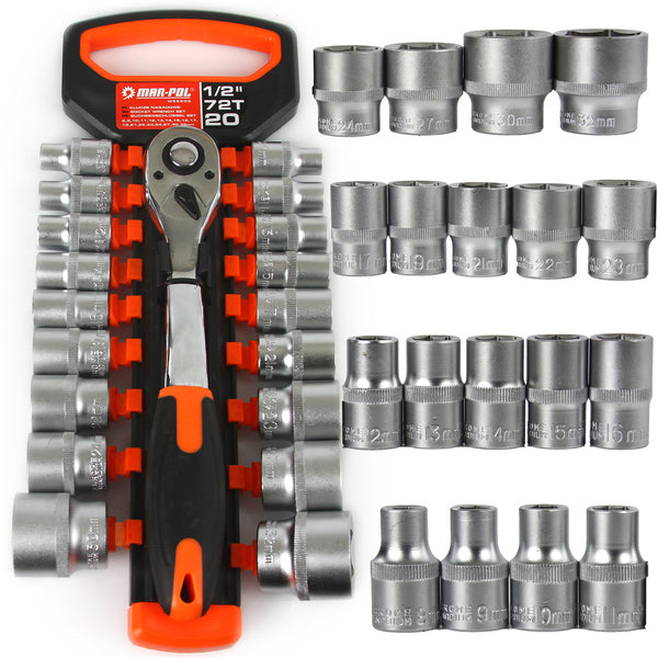Set chei clichet si tubulare 1/2 profesional clichet 72 dinti 6 - 32 mm - Bjc tools