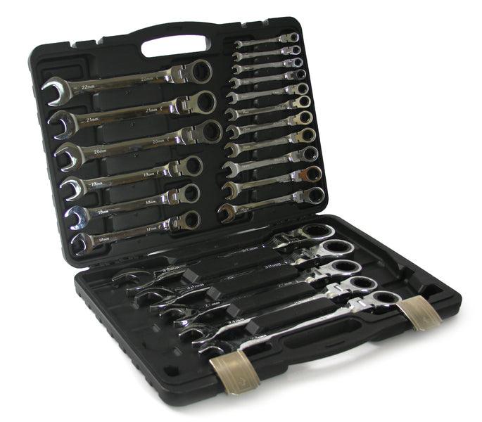Trusa chei combinate cu clichet articulate 22 piese 6 - 32 mm profesional chrome vanadium cu 72 dinti - Bjc tools