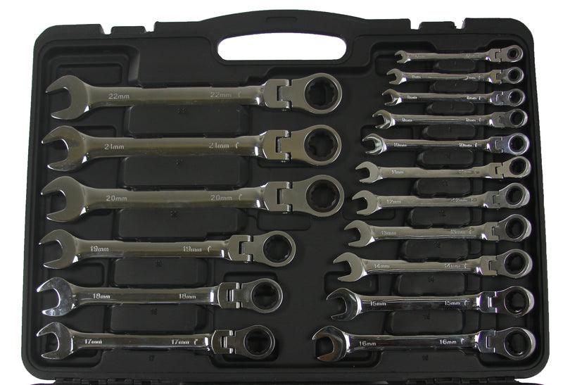 Trusa chei combinate cu clichet articulate 22 piese 6 - 32 mm profesional chrome vanadium cu 72 dinti - Bjc tools