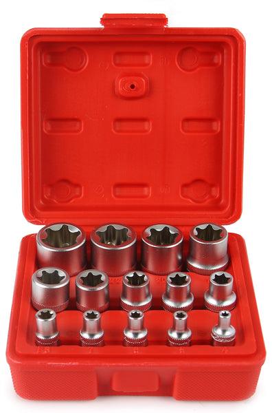 Set chei tubulare E Torx 1/2 3/8 si 1/4 chrome vanadium 14 piese Imagine secundară a produsului