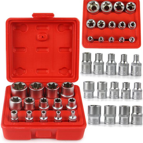 Set chei tubulare E Torx 1/2 3/8 si 1/4 chrome vanadium 14 piese - Bjc tools Imagine principală a produsului