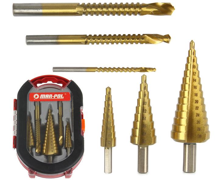 Set de forat 6 piese, Burghiuri de forat conice, Burghiu conic fier tabla si lemn - Bjc tools Imagine principală a produsului