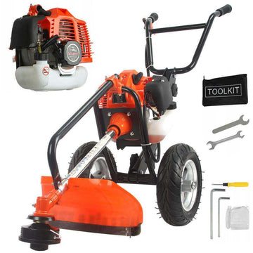Motocoasă benzină pe roți DEMON TROLLEY 2 CP, tambur și disc incluse