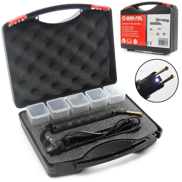 Pistol lipit plastic cu capse, Trusa reparatie piese plastic cu capse - Bjc tools